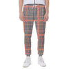 Blue Beige And Orange Glen Plaid Print Scuba Joggers