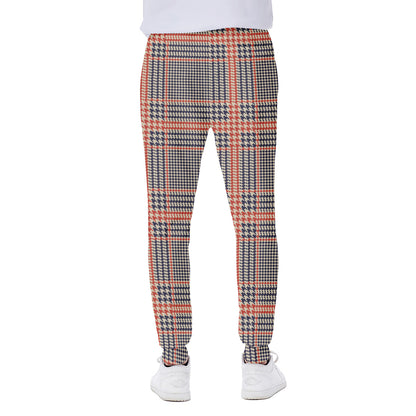 Blue Beige And Orange Glen Plaid Print Scuba Joggers