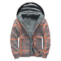 Blue Beige And Orange Glen Plaid Print Sherpa Lined Zip Up Hoodie