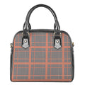 Blue Beige And Orange Glen Plaid Print Shoulder Handbag