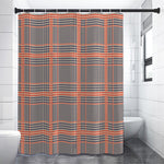 Blue Beige And Orange Glen Plaid Print Shower Curtain