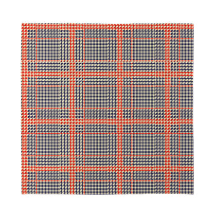 Blue Beige And Orange Glen Plaid Print Silk Bandana