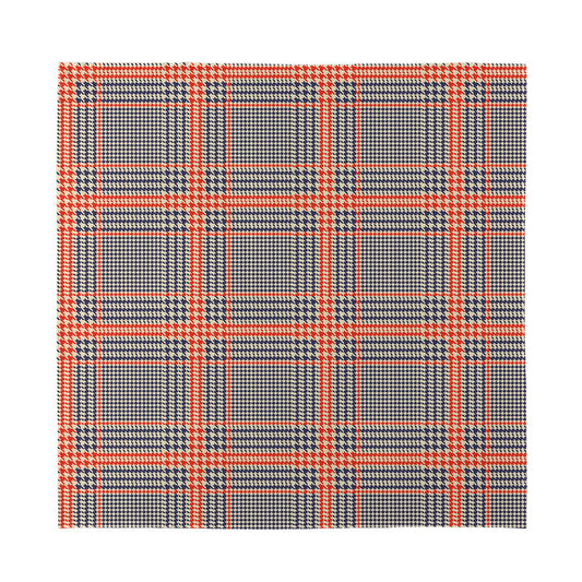 Blue Beige And Orange Glen Plaid Print Silk Bandana