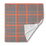 Blue Beige And Orange Glen Plaid Print Silk Bandana