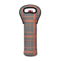 Blue Beige And Orange Glen Plaid Print Single Neoprene Wine Tote