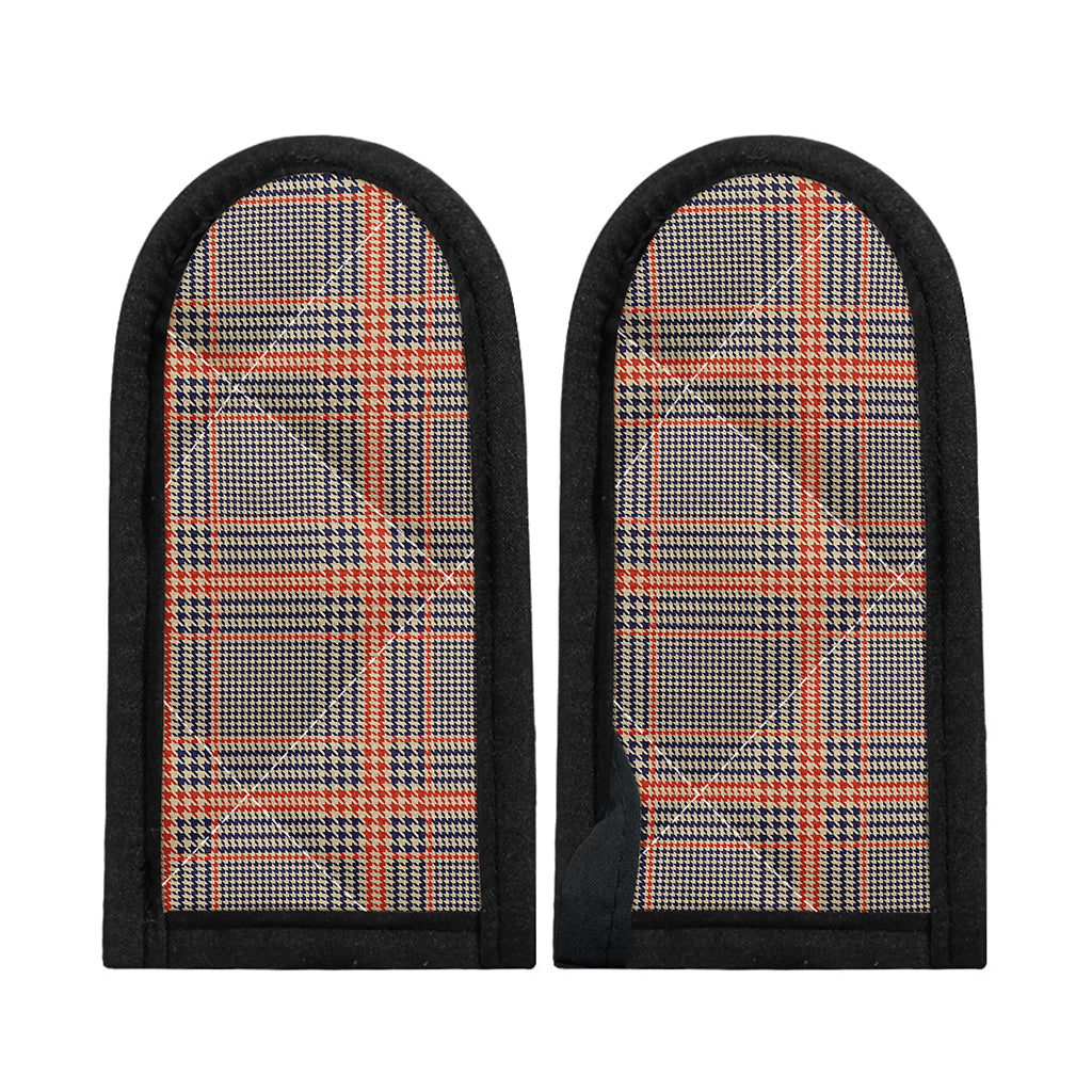 Blue Beige And Orange Glen Plaid Print Skillet Handle Cover