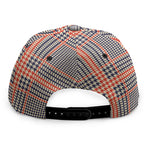 Blue Beige And Orange Glen Plaid Print Snapback Cap