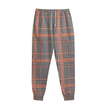 Blue Beige And Orange Glen Plaid Print Sweatpants