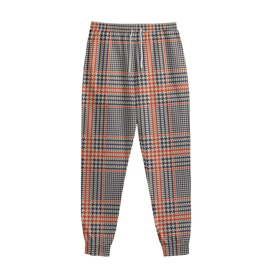 Blue Beige And Orange Glen Plaid Print Sweatpants