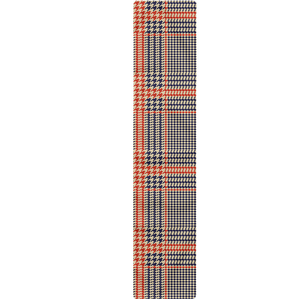 Blue Beige And Orange Glen Plaid Print Table Runner