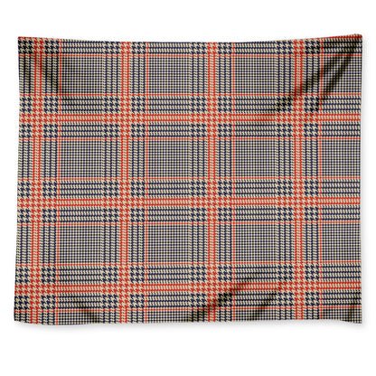 Blue Beige And Orange Glen Plaid Print Tapestry