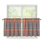 Blue Beige And Orange Glen Plaid Print Tier Curtains