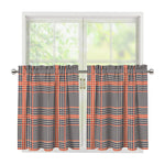 Blue Beige And Orange Glen Plaid Print Tier Curtains