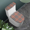 Blue Beige And Orange Glen Plaid Print Toilet Lid And Tank Cover Set
