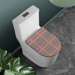 Blue Beige And Orange Glen Plaid Print Toilet Lid Cover