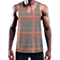 Blue Beige And Orange Glen Plaid Print Men's Workout Tank Top