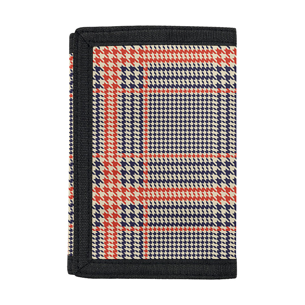 Blue Beige And Orange Glen Plaid Print Trifold Wallet