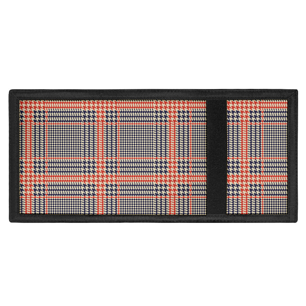 Blue Beige And Orange Glen Plaid Print Trifold Wallet