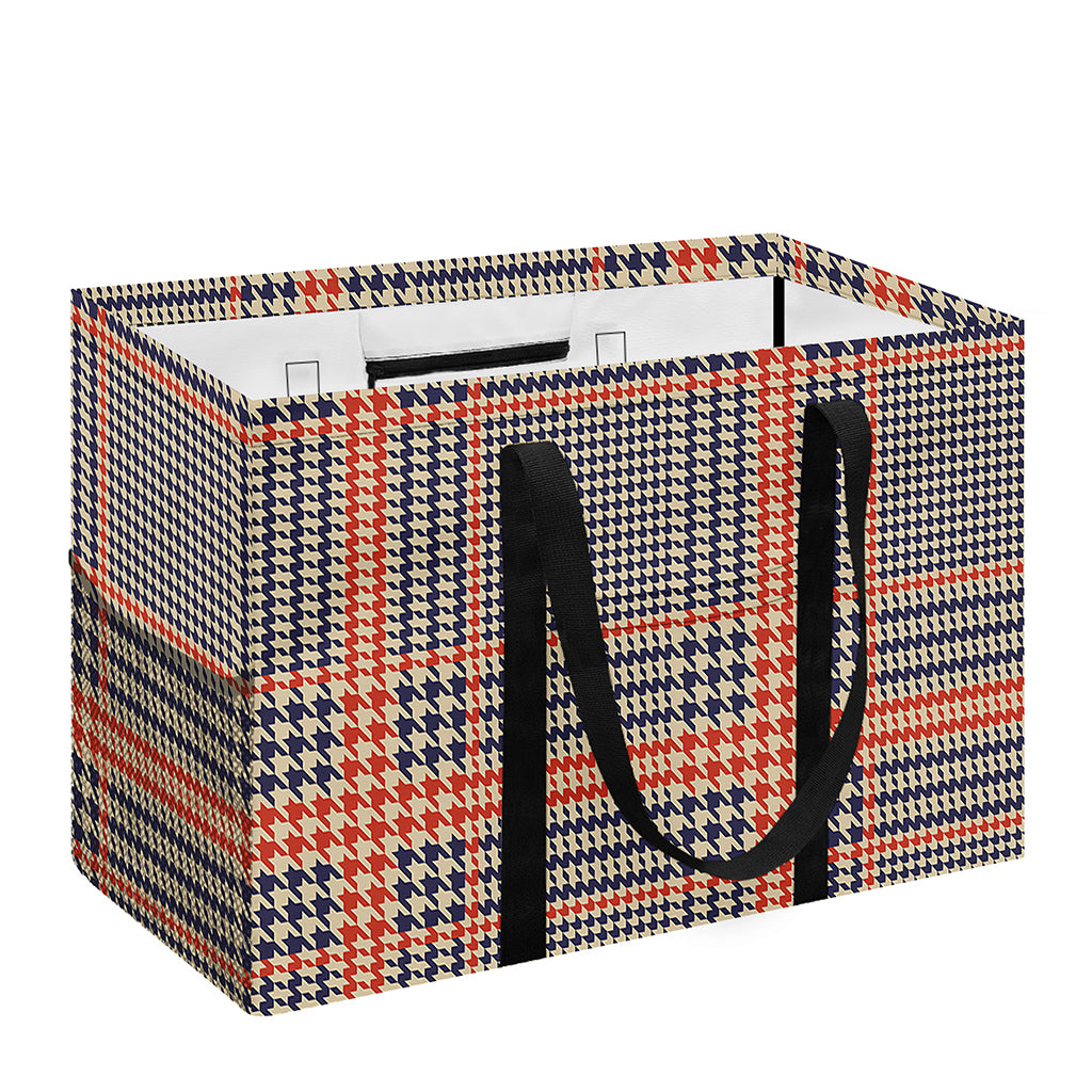 Blue Beige And Orange Glen Plaid Print Utility Tote Bag