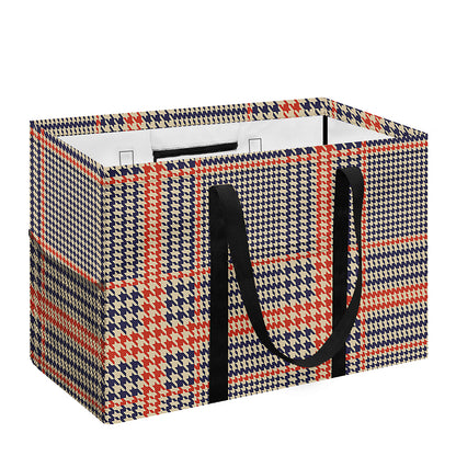 Blue Beige And Orange Glen Plaid Print Utility Tote Bag