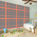 Blue Beige And Orange Glen Plaid Print Wall Sticker