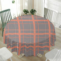 Blue Beige And Orange Glen Plaid Print Waterproof Round Tablecloth