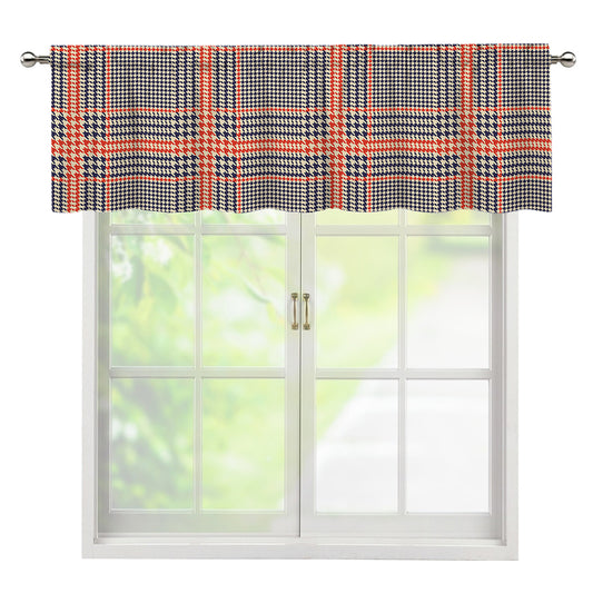 Blue Beige And Orange Glen Plaid Print Window Valance