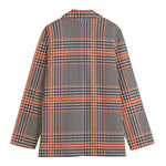 Blue Beige And Orange Glen Plaid Print Women's Blazer
