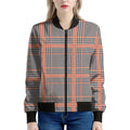Blue Beige And Orange Glen Plaid Print Women's Bomber Jacket