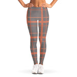 Blue Beige And Orange Glen Plaid Print Women's Leggings