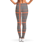 Blue Beige And Orange Glen Plaid Print Women's Leggings