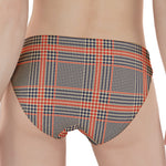 Blue Beige And Orange Glen Plaid Print Women's Panties