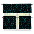 Blue Bitcoin Pattern Print 3 Piece Kitchen Curtains