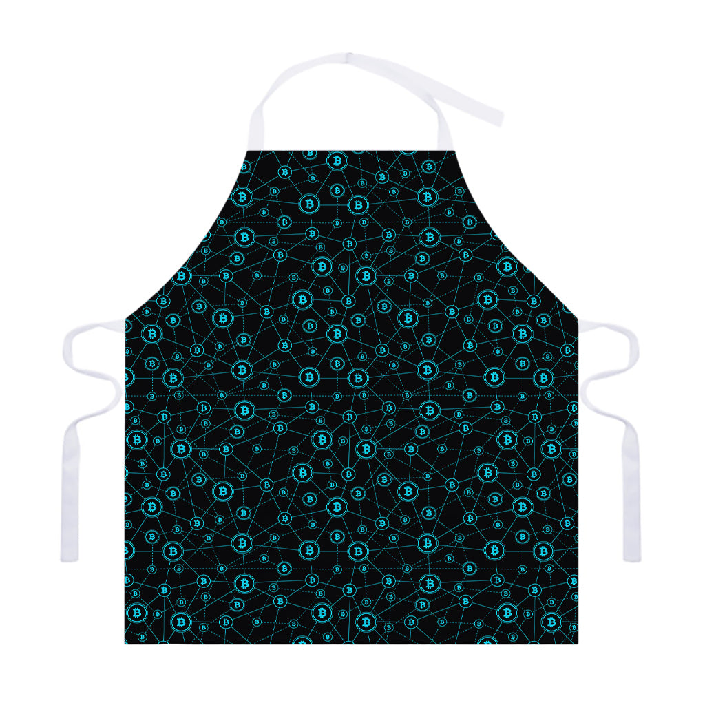 Blue Bitcoin Pattern Print Adjustable Apron