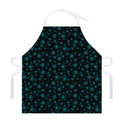 Blue Bitcoin Pattern Print Adjustable Apron