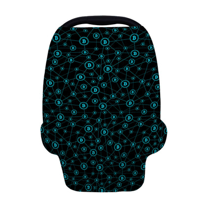 Blue Bitcoin Pattern Print Baby Seat Cover