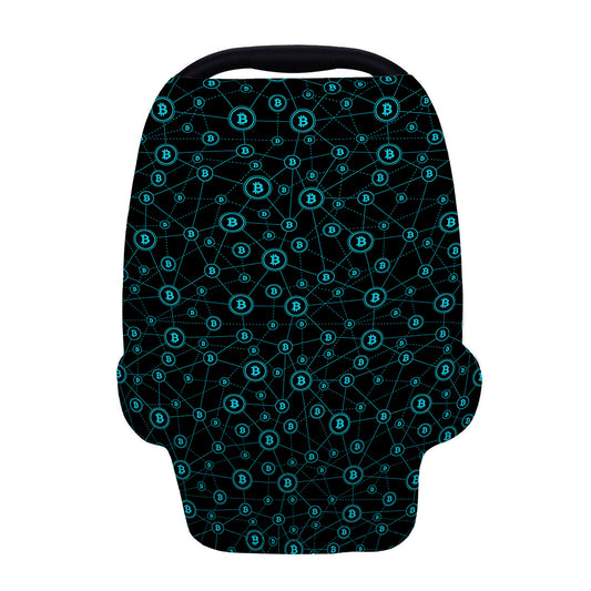 Blue Bitcoin Pattern Print Baby Seat Cover