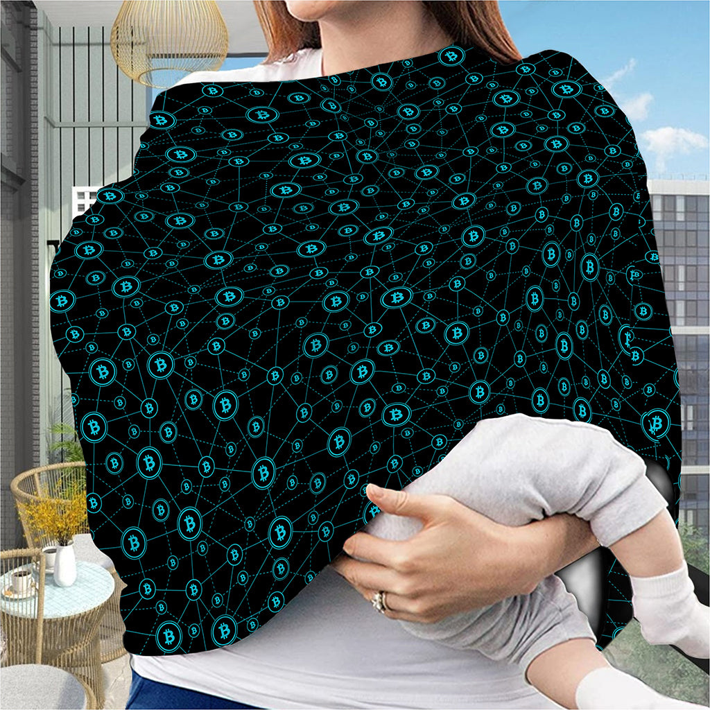 Blue Bitcoin Pattern Print Baby Seat Cover