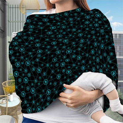 Blue Bitcoin Pattern Print Baby Seat Cover