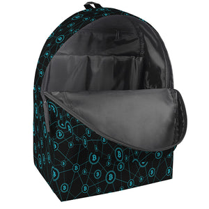 Blue Bitcoin Pattern Print Backpack