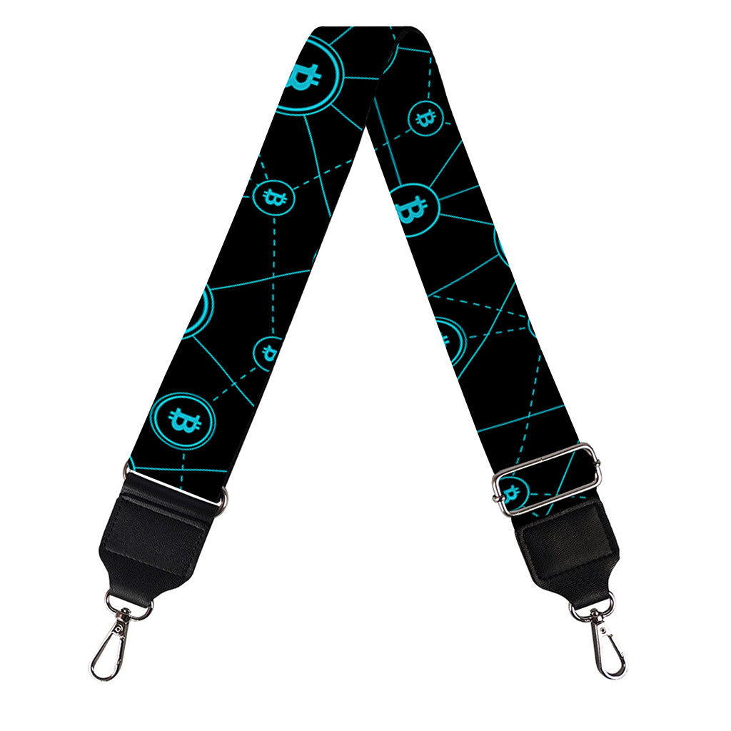Blue Bitcoin Pattern Print Bag Strap