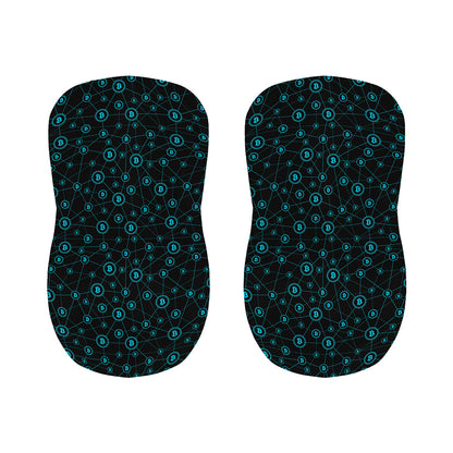 Blue Bitcoin Pattern Print Bar Stool Covers