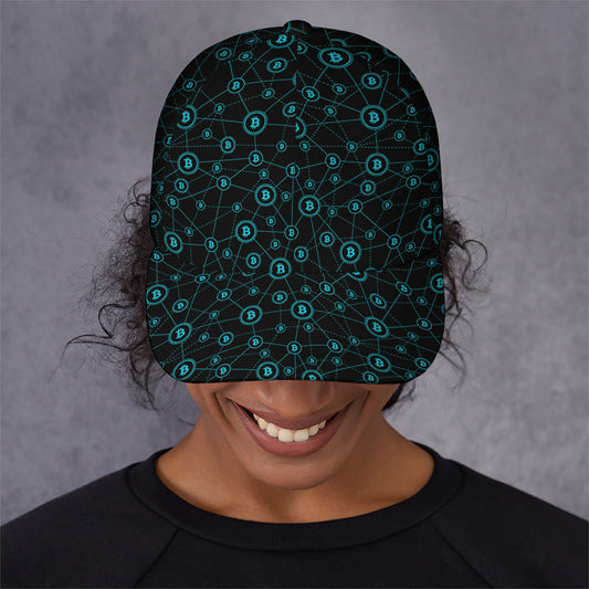 Blue Bitcoin Pattern Print Baseball Cap