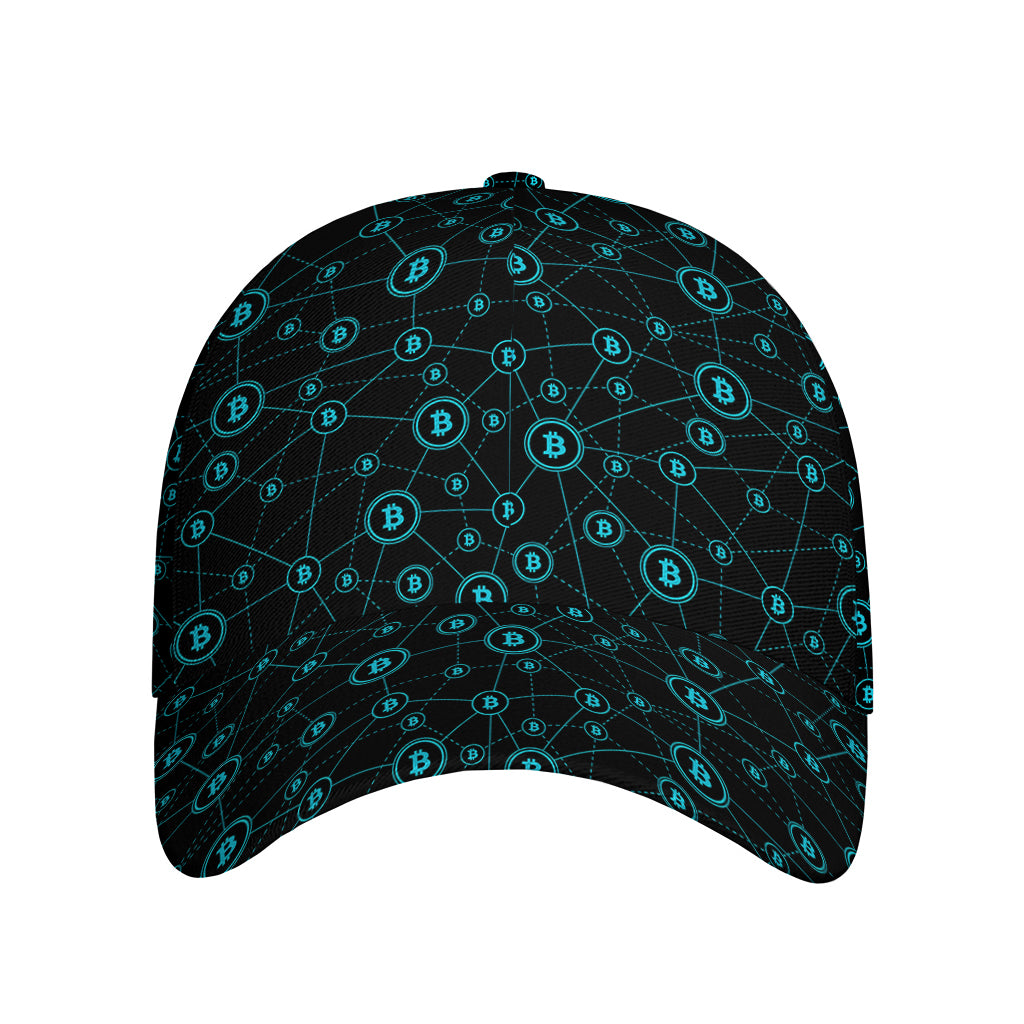 Blue Bitcoin Pattern Print Baseball Cap