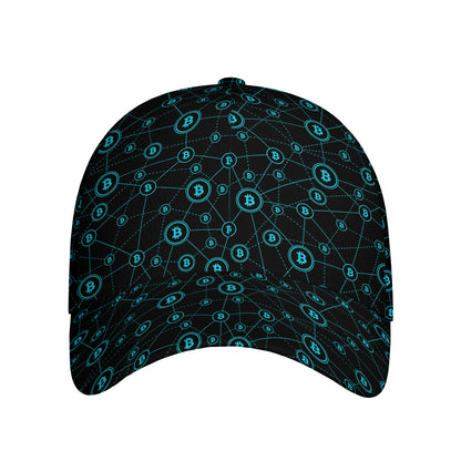 Blue Bitcoin Pattern Print Baseball Cap