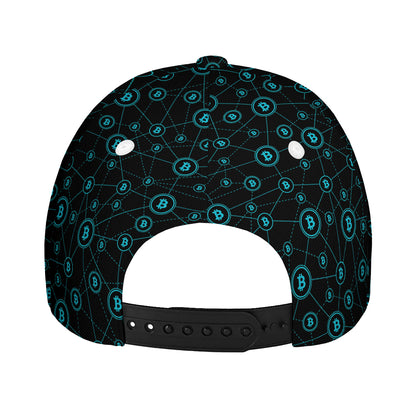 Blue Bitcoin Pattern Print Baseball Cap