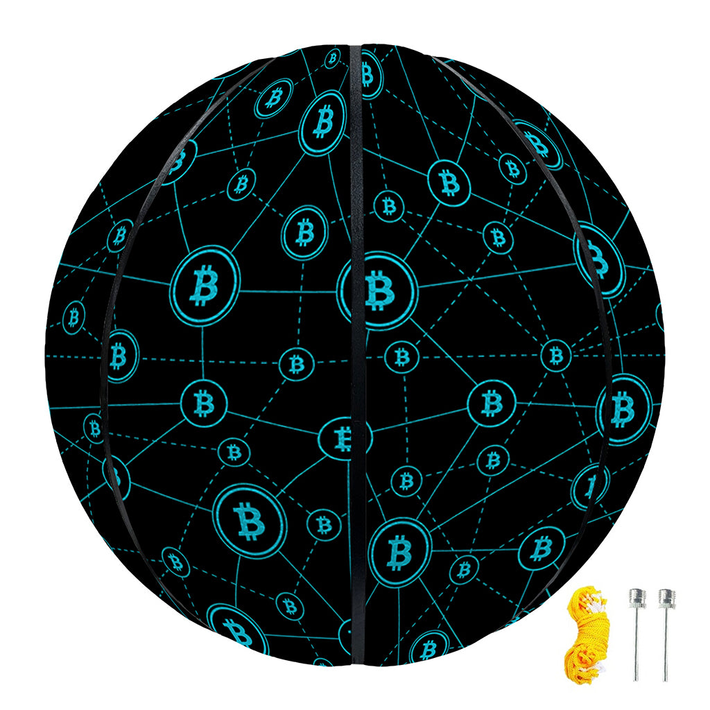 Blue Bitcoin Pattern Print Basketball