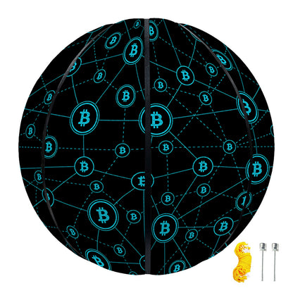 Blue Bitcoin Pattern Print Basketball
