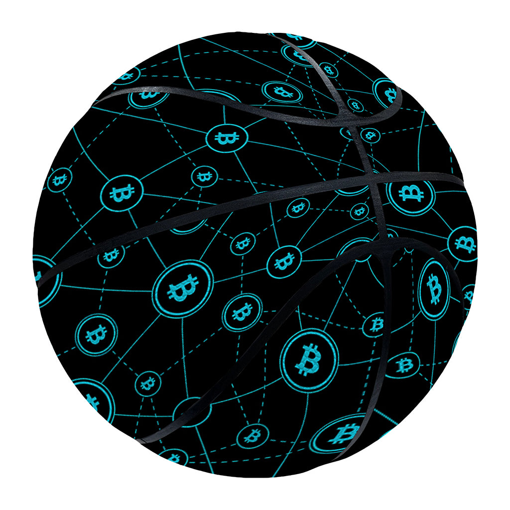 Blue Bitcoin Pattern Print Basketball