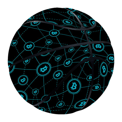 Blue Bitcoin Pattern Print Basketball